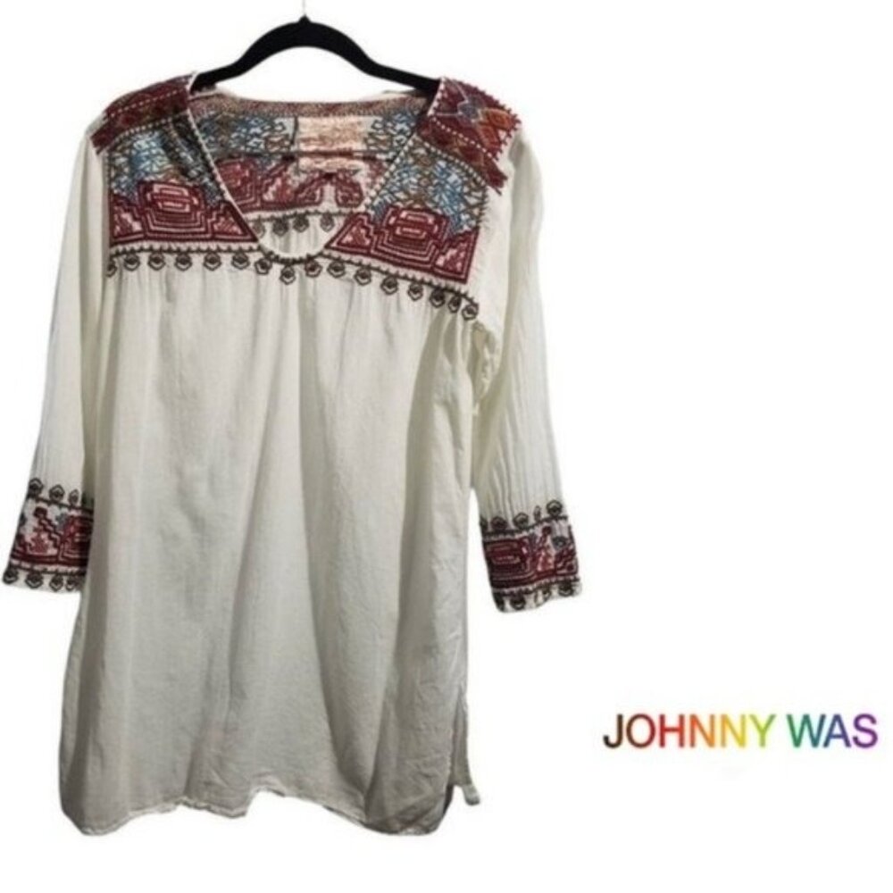 Johnny Was Women's Biya Boho Festival Southwestern Blouse Top Shirt Size XS